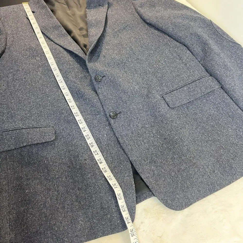 Paul Fredrick Wool Blazer Blue Confetti Tweed Men’s 48L